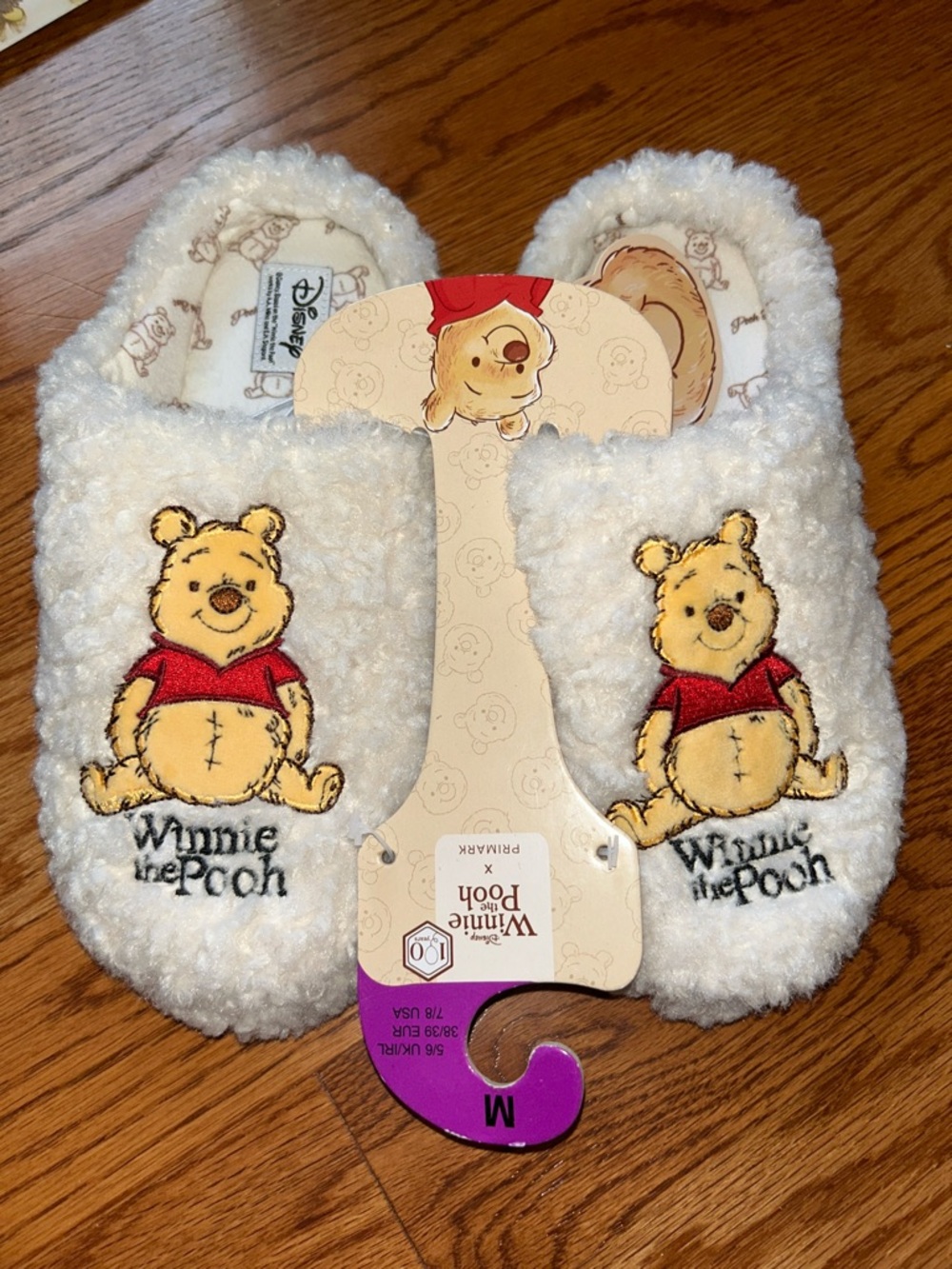 Disney Winnie the Pooh Plush Slippers - Cream, Yellow & Red